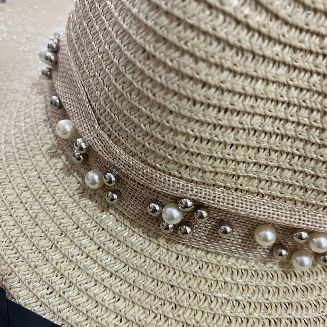 SOMBRERO PLAYERO MOÑO CON PERLAS COLORES AL AZAR MOD# YC-HAT1257  👒 8