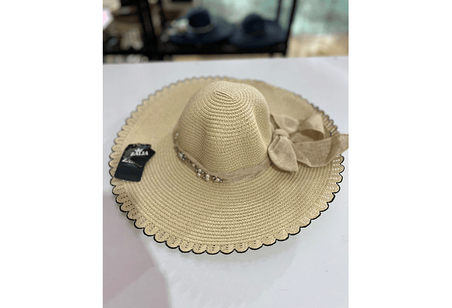 SOMBRERO PLAYERO MOÑO CON PERLAS COLORES AL AZAR MOD# YC-HAT1257  👒