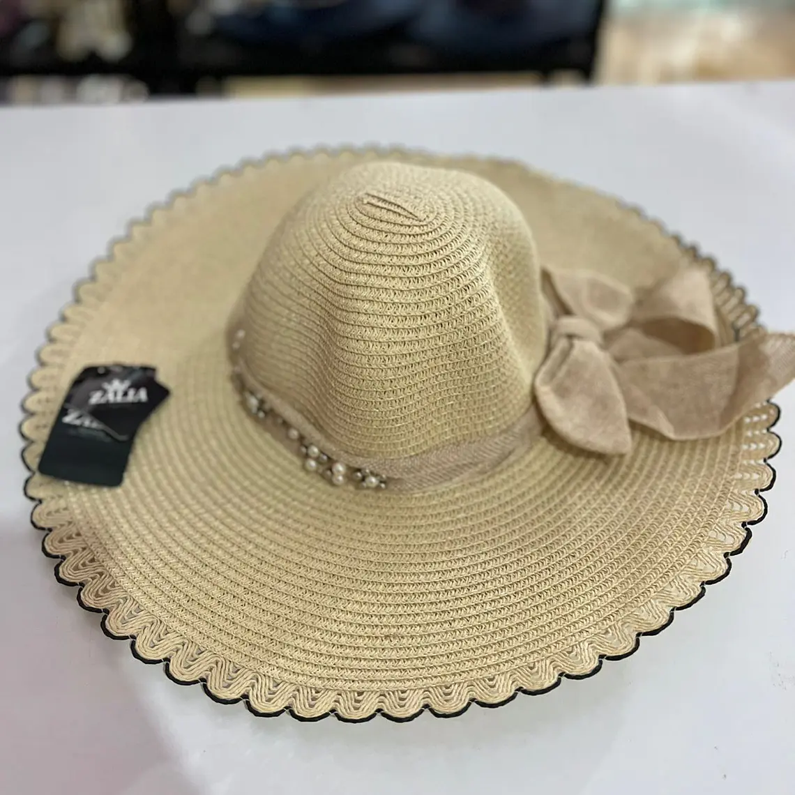 SOMBRERO PLAYERO MOÑO CON PERLAS COLORES AL AZAR MOD# YC-HAT1257  👒 9