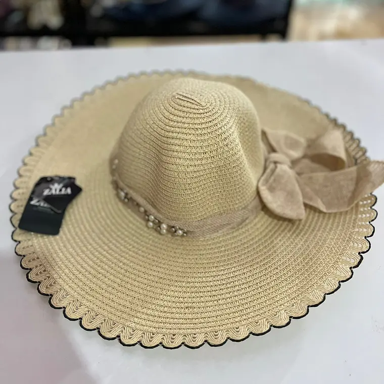 SOMBRERO PLAYERO MOÑO CON PERLAS COLORES AL AZAR MOD# YC-HAT1257  👒 9