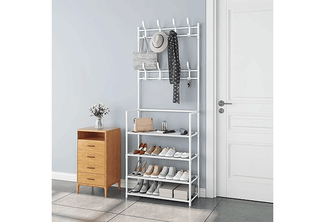 PERCHERO CON GANCHOS Y ESPACIO PARA ZAPATOS 3 EN 1 MOD#ZPT5  👞👠