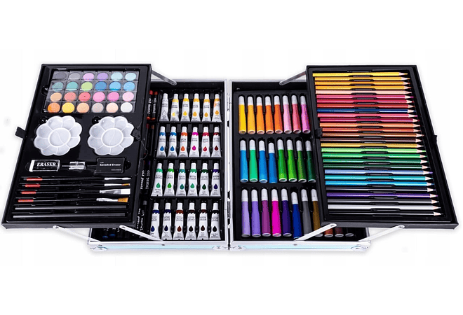  ESTUCHE CON KIT DE DIBUJO PROFESIONAL DE PINTURAS MOD# PL145 