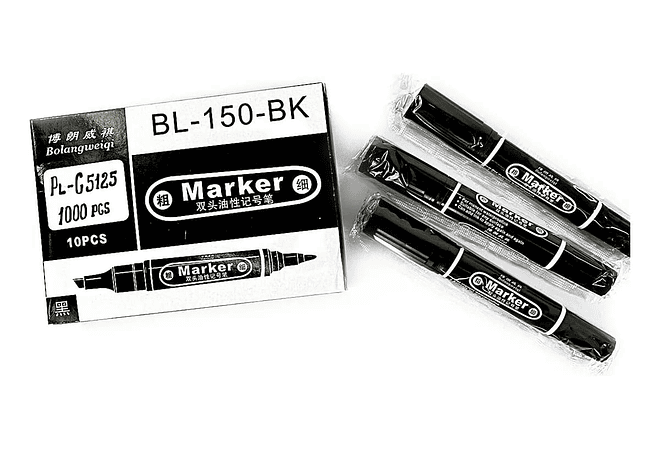 CAJITA CON 10 MARCADORES PERMANENTES DE DOBLE PUNTA MOD# NO-150-NC-BR