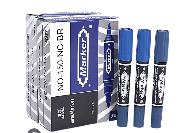 CAJITA CON 10 MARCADORES PERMANENTES DE DOBLE PUNTA MOD# NO-150-NC-BR