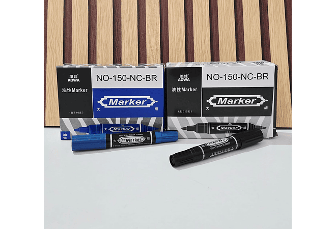 CAJITA CON 10 MARCADORES PERMANENTES DE DOBLE PUNTA MOD# NO-150-NC-BR