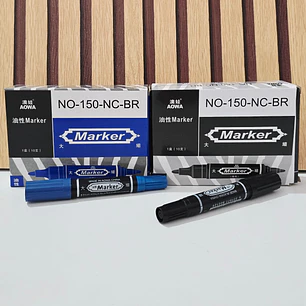 CAJITA CON 10 MARCADORES PERMANENTES DE DOBLE PUNTA MOD# NO-150-NC-BR