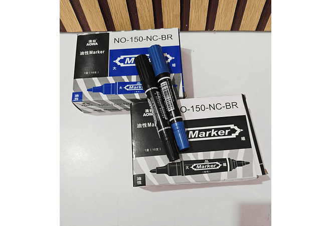 CAJITA CON 10 MARCADORES PERMANENTES DE DOBLE PUNTA MOD# NO-150-NC-BR