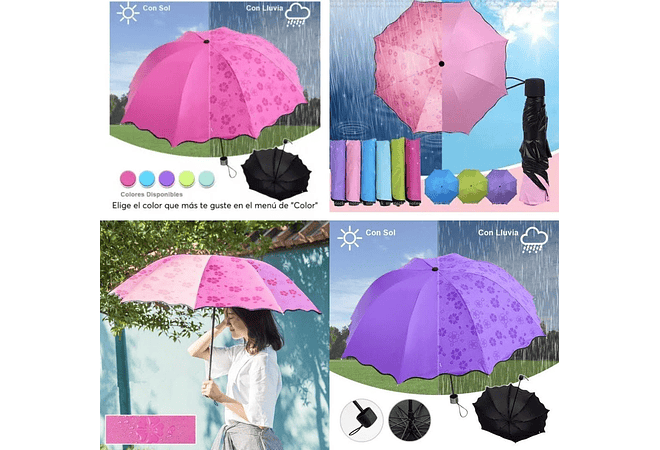 SOMBRILLA MÁGICA DE BOLSILLO COLORES LISOS