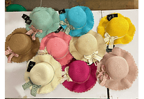 👒 SOMBRERO NIÑAS CON MOÑO FLORES Y 1 PERLITA COLORES AL AZAR MOD# YC-HAT12183
