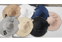 👒 SOMBRERO PLAYERO-CASUAL MOÑO CON PERLAS MOD# YC-HAT1257 (AL AZAR)