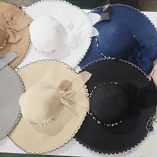 👒 SOMBRERO PLAYERO-CASUAL MOÑO CON PERLAS MOD# YC-HAT1257 (AL AZAR)