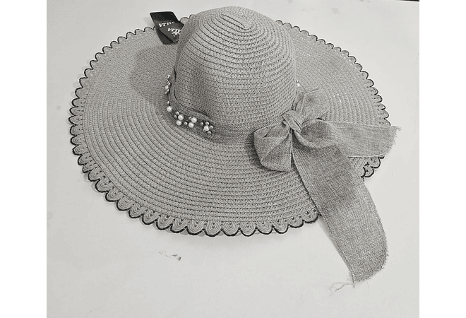 👒 SOMBRERO PLAYERO-CASUAL MOÑO CON PERLAS MOD# YC-HAT1257 (AL AZAR)
