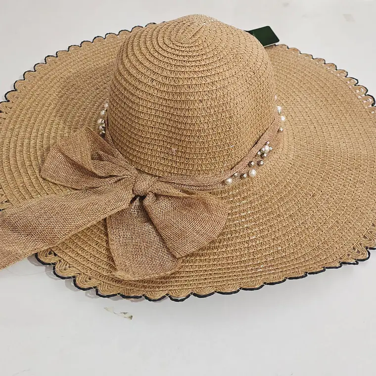 👒 SOMBRERO PLAYERO-CASUAL MOÑO CON PERLAS MOD# YC-HAT1257 (AL AZAR) 3