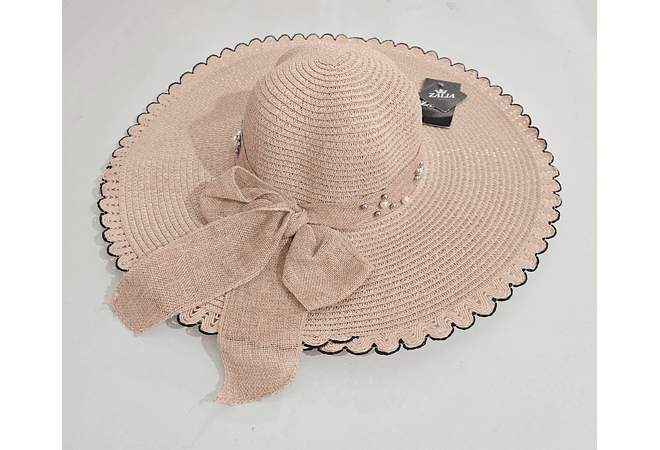 👒 SOMBRERO PLAYERO-CASUAL MOÑO CON PERLAS MOD# YC-HAT1257 (AL AZAR)