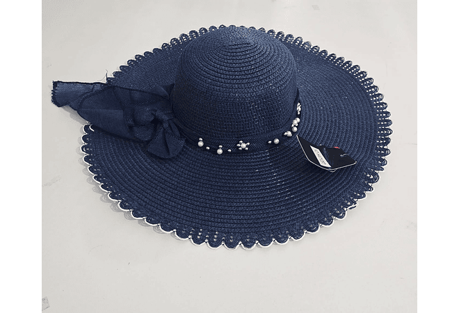 👒 SOMBRERO PLAYERO-CASUAL MOÑO CON PERLAS MOD# YC-HAT1257 (AL AZAR)
