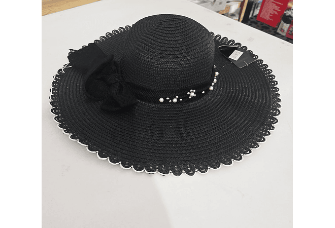 👒 SOMBRERO PLAYERO-CASUAL MOÑO CON PERLAS MOD# YC-HAT1257 (AL AZAR)