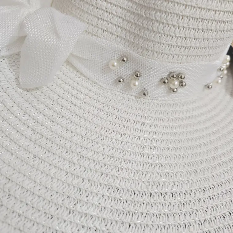 👒 SOMBRERO PLAYERO-CASUAL MOÑO CON PERLAS MOD# YC-HAT1257 (AL AZAR) 9