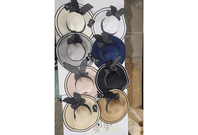 👒 SOMBRERO PLAYERO-CASUAL MOÑO NEGRO RAYAS BLANCAS  MOD# YC-HAT1276 (AL AZAR)🏖️