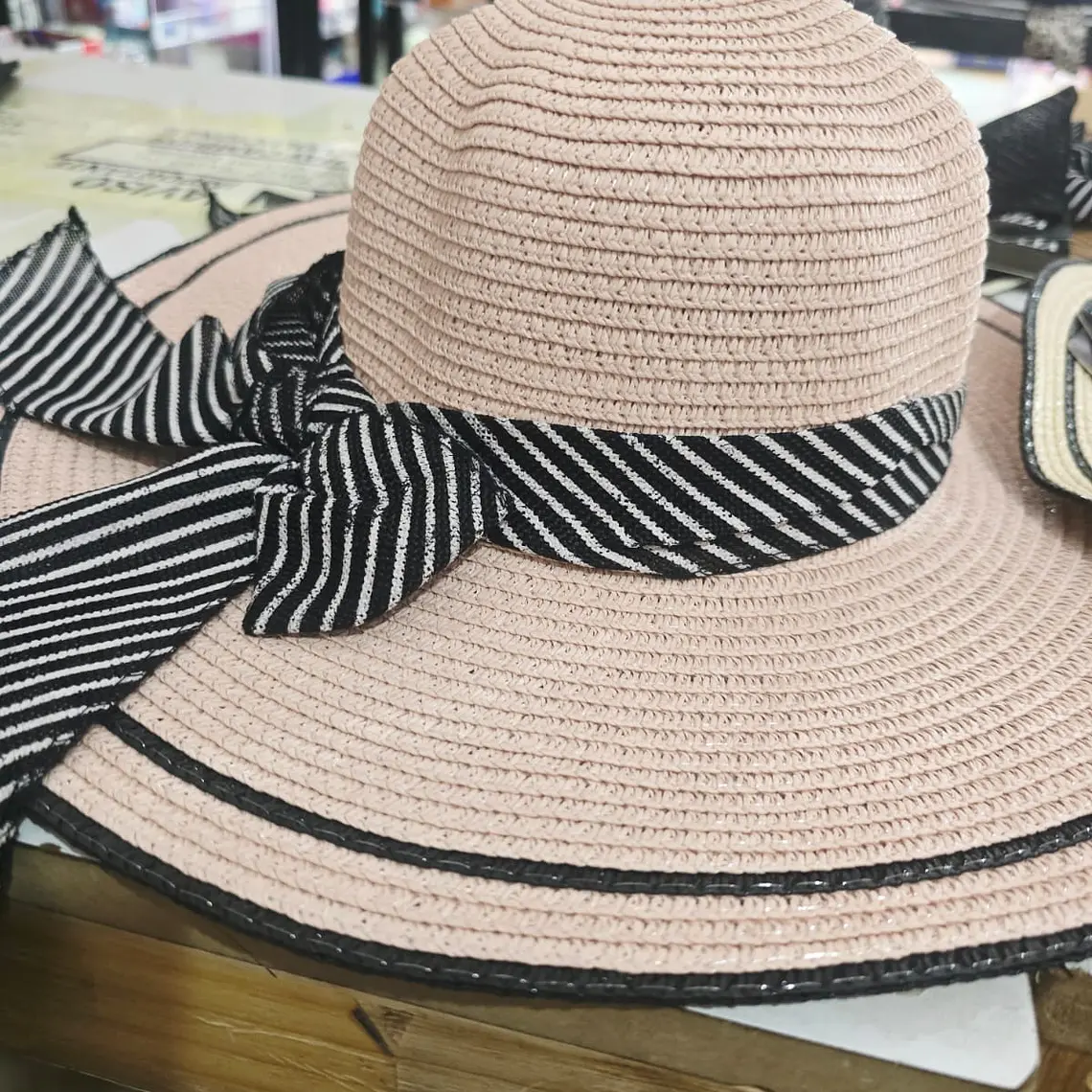 👒 SOMBRERO PLAYERO-CASUAL MOÑO NEGRO RAYAS BLANCAS  MOD# YC-HAT1276 (AL AZAR)🏖️ 3