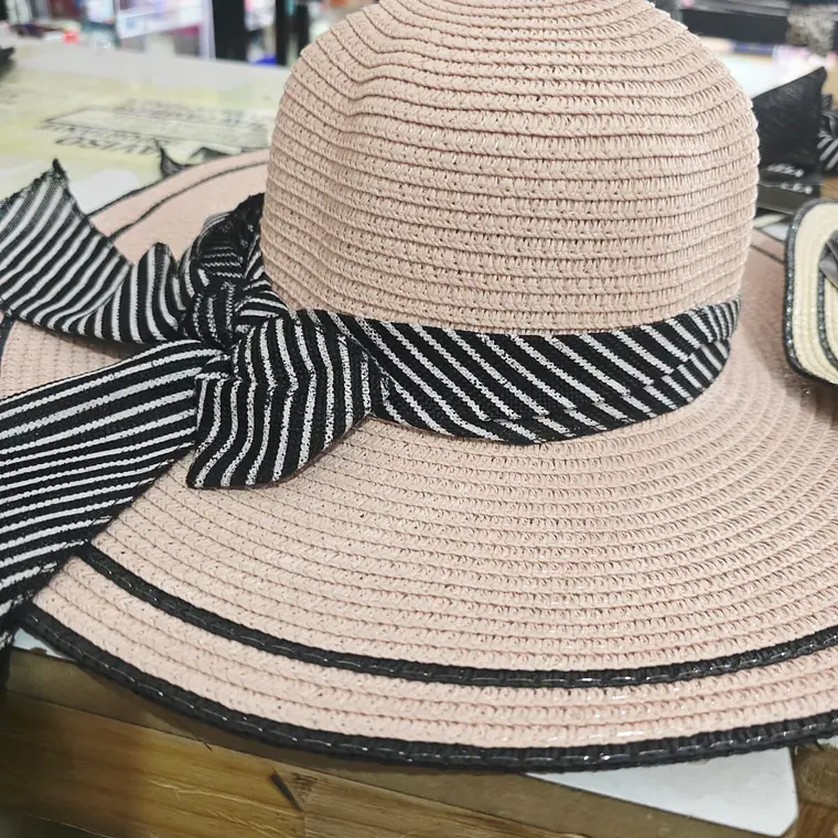 👒 SOMBRERO PLAYERO-CASUAL MOÑO NEGRO RAYAS BLANCAS  MOD# YC-HAT1276 (AL AZAR)🏖️ 3