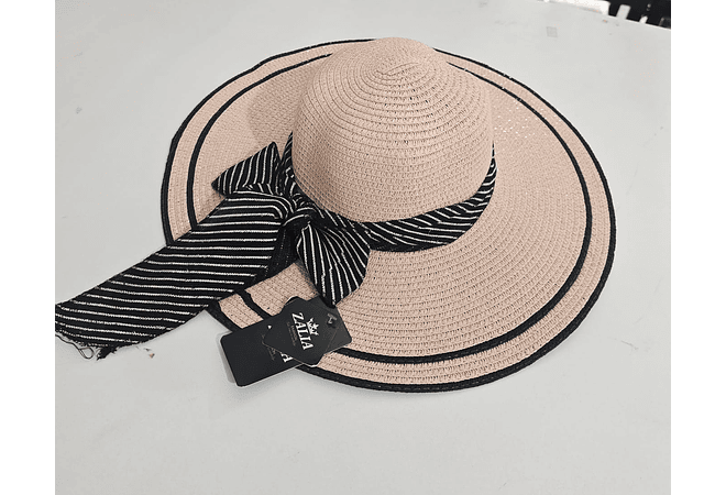 👒 SOMBRERO PLAYERO-CASUAL MOÑO NEGRO RAYAS BLANCAS  MOD# YC-HAT1276 (AL AZAR)🏖️