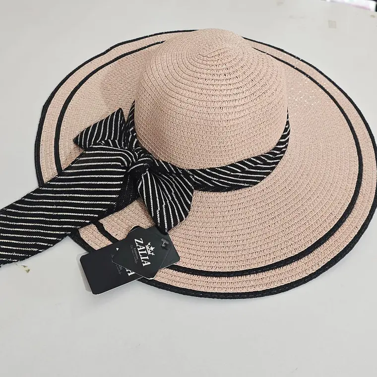 👒 SOMBRERO PLAYERO-CASUAL MOÑO NEGRO RAYAS BLANCAS  MOD# YC-HAT1276 (AL AZAR)🏖️ 4