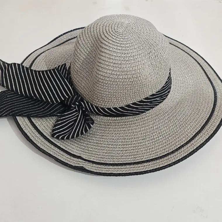 👒 SOMBRERO PLAYERO-CASUAL MOÑO NEGRO RAYAS BLANCAS  MOD# YC-HAT1276 (AL AZAR)🏖️ 5