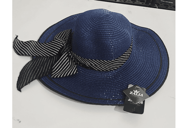 👒 SOMBRERO PLAYERO-CASUAL MOÑO NEGRO RAYAS BLANCAS  MOD# YC-HAT1276 (AL AZAR)🏖️