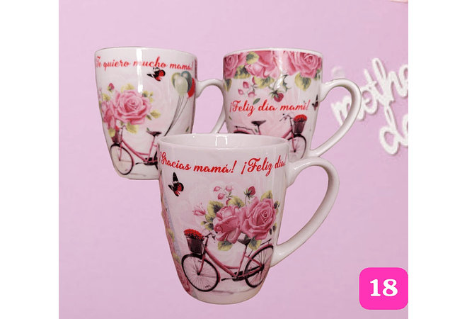 TAZA FELIZ DIA MAMÁ DE 350ML (AL AZAR) 🌸🤱🏾