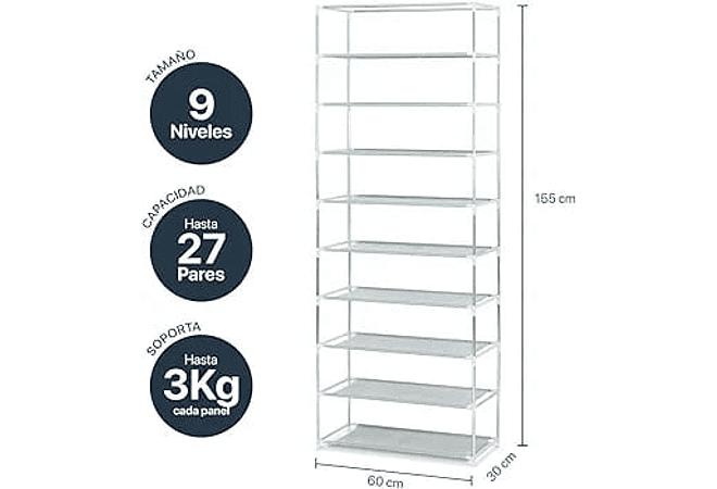 ORGANIZADOR PARA ZAPATOS COLOR GRIS MOD# 8105-9   👞🗄️