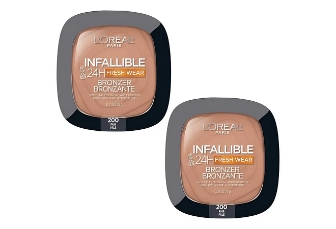 🛍️#200 FAIR PÁLE BRONCEADOR EN POLVO COMPACTO L'ORÉAL PARÍS INFALIBLE 24H FRESH WEAR BRONZER MOD# JEW80W  💋