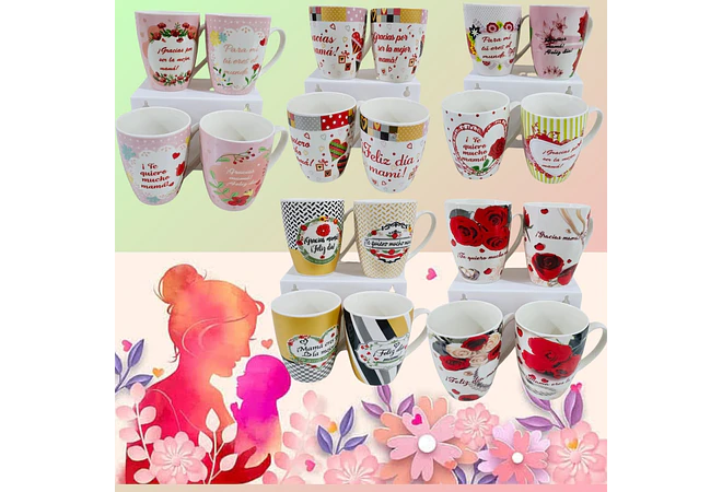 TAZA FELIZ DIA MAMÁ DE 350ML (AL AZAR) 🌸🤱🏾