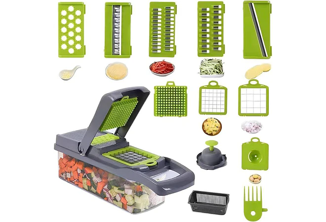 🍅🥒🥝 PICADOR DE VERDURAS MULTIFUNCIONAL 12 EN 1 MODELO #45191  🥝🥒🍅