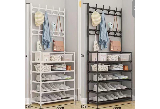 PERCHERO CON GANCHOS Y ESPACIO PARA ZAPATOS 3 EN 1 MOD#ZPT5  👞👠