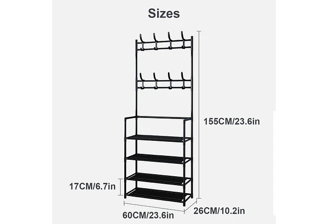 PERCHERO CON GANCHOS Y ESPACIO PARA ZAPATOS 3 EN 1 MOD#ZPT5  👞👠