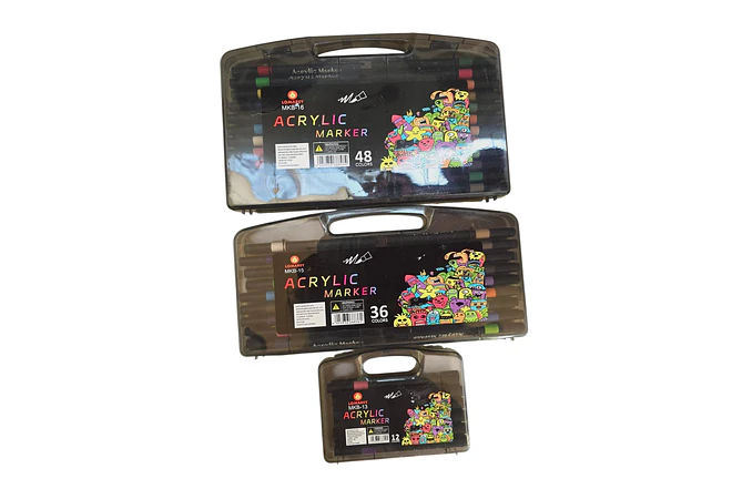 ESTUCHE CON PLUMONES ACRYLIC MARKER DE 12, 36 Y 48 PZ MOD# MKB-13, 15 Y 16🎨🫟 12 PLUMONES 💲3️⃣3️⃣💲 (cada uno sale en $2.7) 36 PLUMONES 💲9️⃣0️⃣💲 (Cada uno sale en 2.5) 48 PLUMONES 💲1️⃣1️⃣0️⃣💲 (C