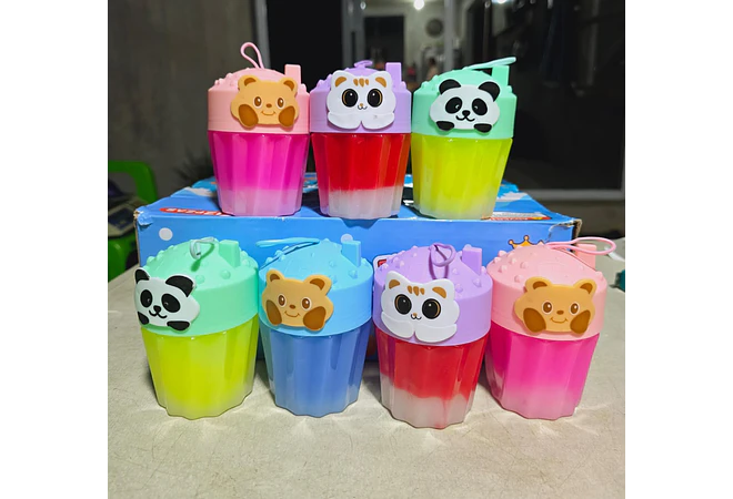 1 VASITO CON SLIME DISEÑO GATO /OSO MOD# H-1932 AL AZAR🐱🐻