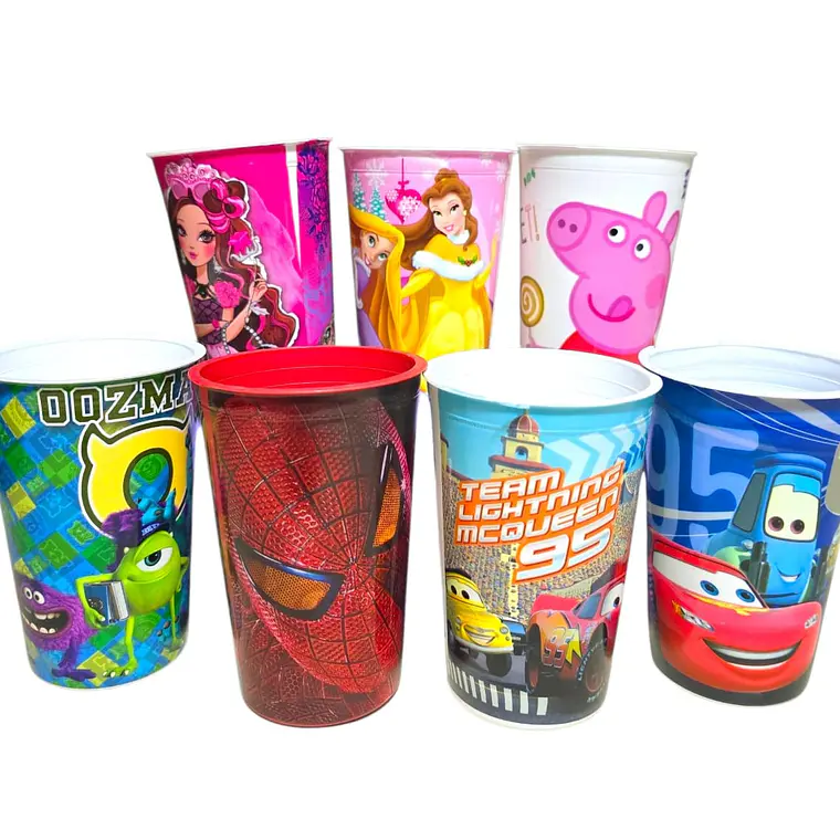 PAQ DE 2 VASITOS  PEQUEÑOS DE 250ML/ PERSONAJES CALIDAD ECONÓMICO MOD# 03  🕸️🥤 1