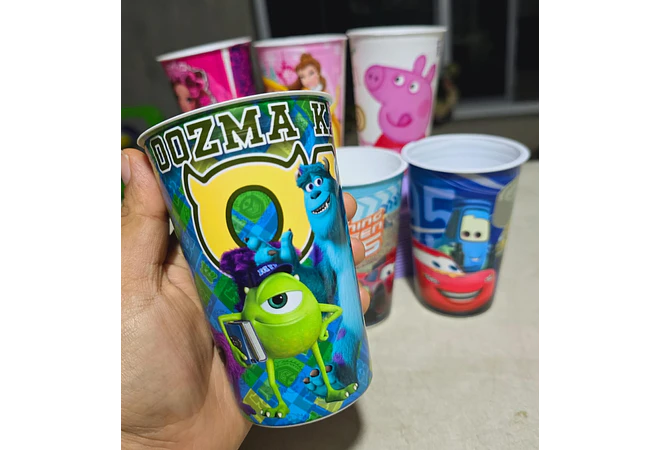 PAQ DE 2 VASITOS  PEQUEÑOS DE 250ML/ PERSONAJES CALIDAD ECONÓMICO MOD# 03  🕸️🥤