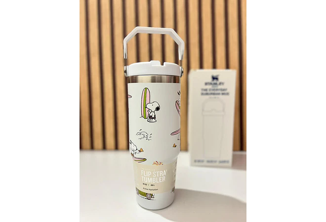 🥤VASO TÉRMICO DE 900ML CON ASA DISEÑO SNOOPY MOD# 1913  🍉