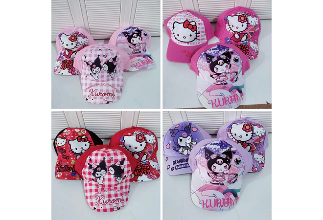 1 GORRA INFANTIL PARA NIÑAS DISEÑO HELLO KITTY O KUROMI MOD# SRIO