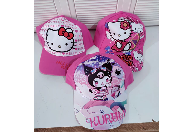 1 GORRA INFANTIL PARA NIÑAS DISEÑO HELLO KITTY O KUROMI MOD# SRIO