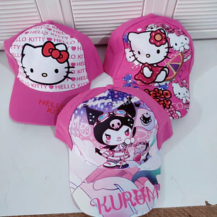 1 GORRA INFANTIL PARA NIÑAS DISEÑO HELLO KITTY O KUROMI MOD# SRIO