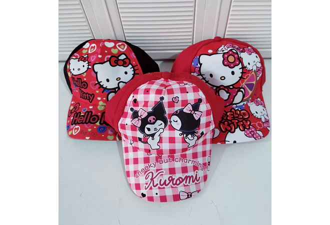 1 GORRA INFANTIL PARA NIÑAS DISEÑO HELLO KITTY O KUROMI MOD# SRIO