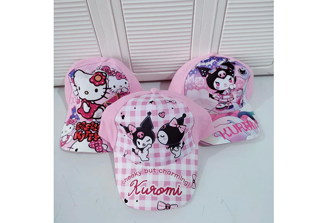1 GORRA INFANTIL PARA NIÑAS DISEÑO HELLO KITTY O KUROMI MOD# SRIO