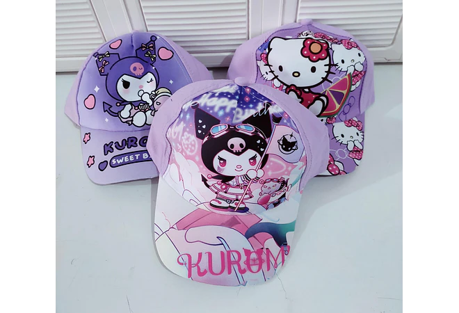 1 GORRA INFANTIL PARA NIÑAS DISEÑO HELLO KITTY O KUROMI MOD# SRIO