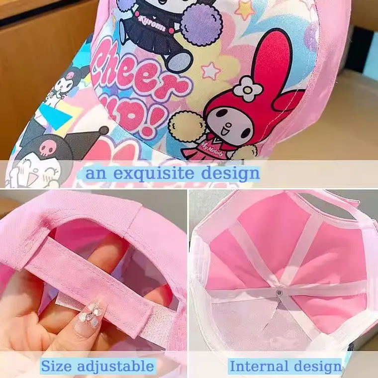 1 GORRA INFANTIL PARA NIÑAS DISEÑO HELLO KITTY O KUROMI MOD# SRIO 13