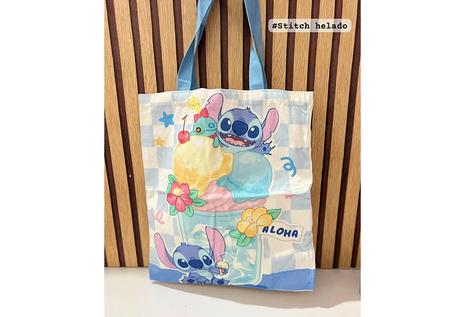 BOLSA DE MANTA DISEÑO STITCH