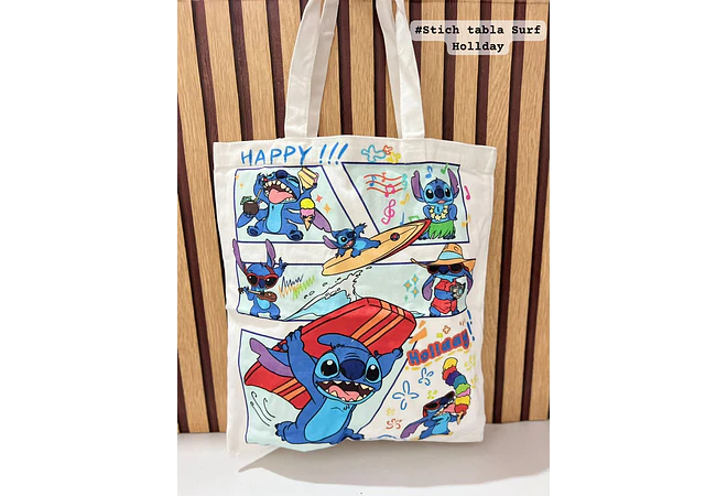 BOLSA DE MANTA DISEÑO STITCH