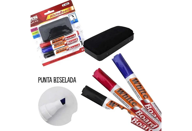 SET DE MARCADORES PARA PIZARRÓN CON BORRADOR MOD# C-882